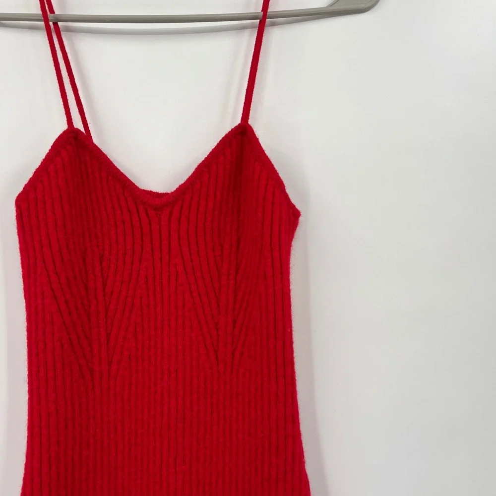 CIDER Red‎ Ribbed Knit Midi Dress with Matching Bolero Sweater Set XL